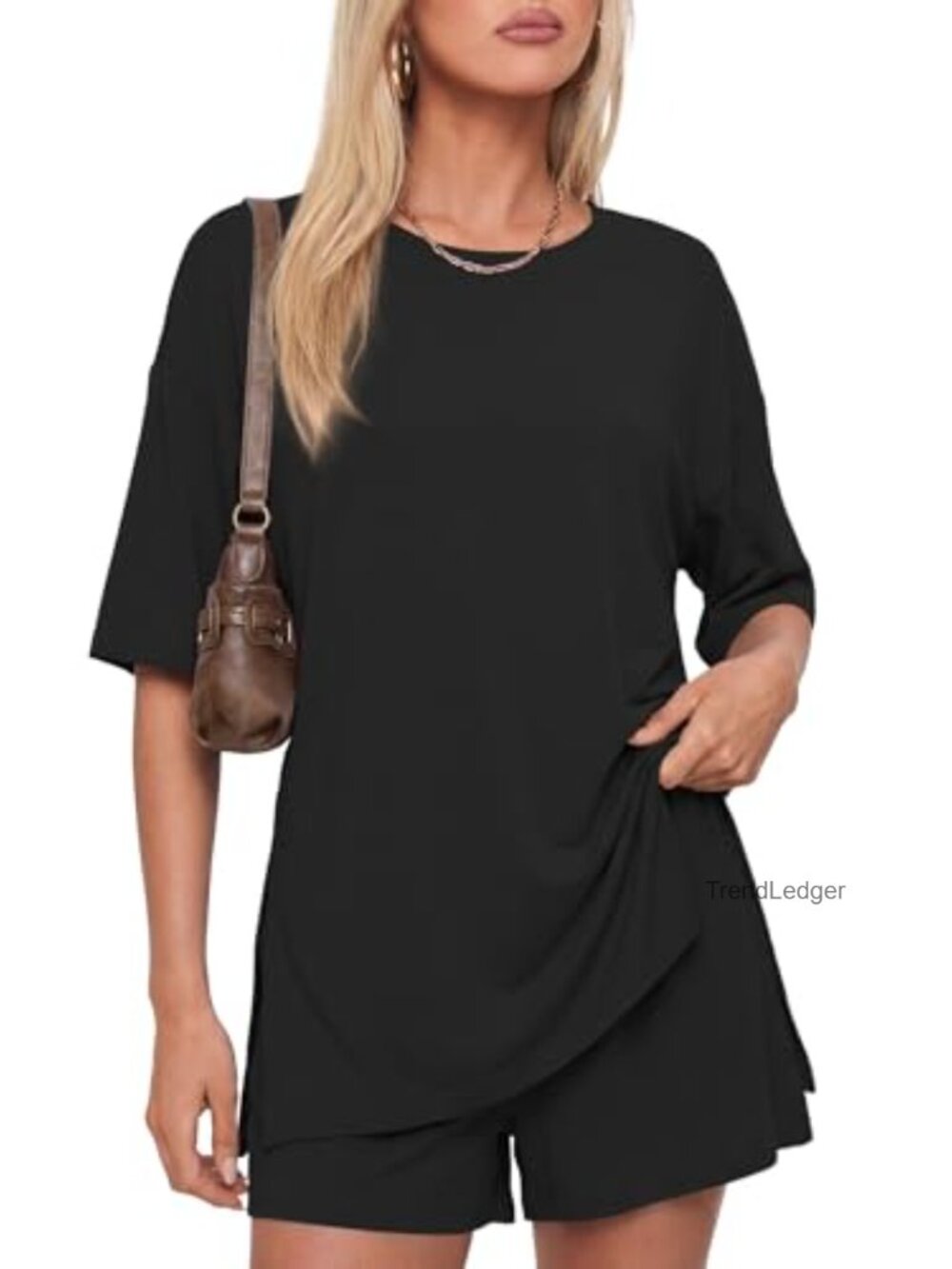 2 Piece Lounge Set Short Sleeve Boxy T-Shirt & Drawstring Shorts Pajama Set